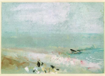 Strand mit Figuren und einem Steg, ca. 1830